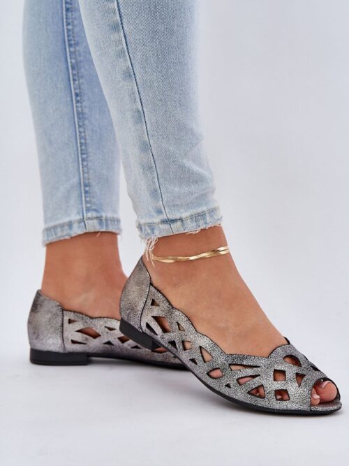 Jezzi avatud varbaga naiste ballerinad kunstnahast