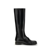 Prada Black Calf Leather Bos Taurus Boots