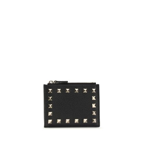Valentino Garavani Must rahakott Rockstud Zip Card Holder
