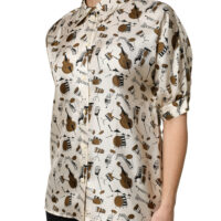 Dolce & Gabbana Beež lühikeste varrukatega top muusikainstrumentide trükiga