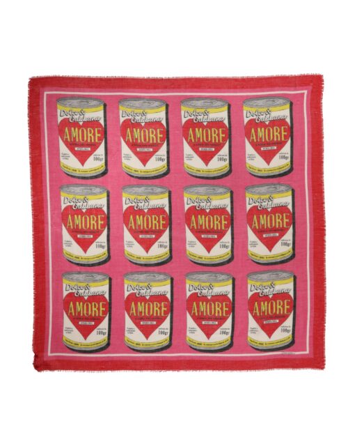 Dolce & Gabbana roosa kaelasall DG Amore Print 140cm x 140cm