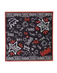 Dolce & Gabbana musta-valge-punane sall DG Crown Foulard