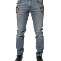 Dolce & Gabbana Sinised kaunistatud avara lõikega meeste teksad 8 Dolce & Gabbana Sinised kaunistatud avara lõikega meeste teksad