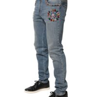 Dolce & Gabbana Sinised kaunistatud avara lõikega meeste teksad 9 Dolce & Gabbana Sinised kaunistatud avara lõikega meeste teksad