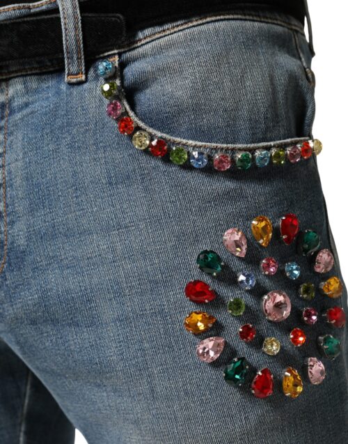 Dolce & Gabbana Sinised kaunistatud avara lõikega meeste teksad 5 Dolce & Gabbana Sinised kaunistatud avara lõikega meeste teksad