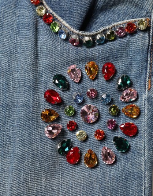 Dolce & Gabbana Sinised kaunistatud avara lõikega meeste teksad 6 Dolce & Gabbana Sinised kaunistatud avara lõikega meeste teksad