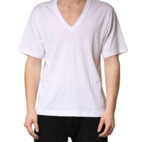 Dolce & Gabbana valge meeste V-kaelusega T-särk