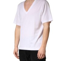 Dolce & Gabbana valge meeste V-kaelusega T-särk