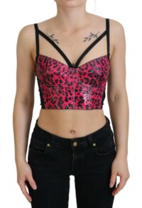 Dolce & Gabbana roosa leopardimustriline lühike korsett-top
