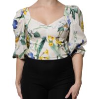 Dolce & Gabbana valge lillemustriga lühike pluus