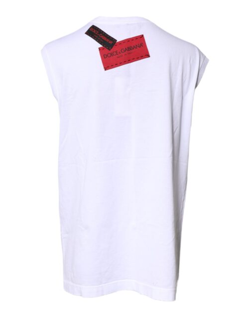 Dolce & Gabbana valge lillemustriga varrukateta topp