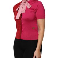 Dolce & Gabbana roosa lühikeste varrukatega pluus Ascot-kraega