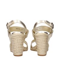 Prada Gold Leather Wedge Sandals