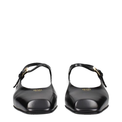 Prada Black Leather Flat Sandals