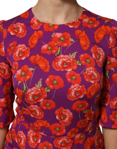 Dolce & Gabbana lilla lillemustriline midikleit