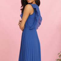 Numoco rukkilillesinine plisseeritud kleit EMILY