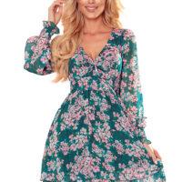 Numoco roosa lillemustriga šifoonkleit MONICA 410-2