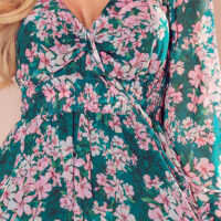 Numoco roosa lillemustriga šifoonkleit MONICA 410-2