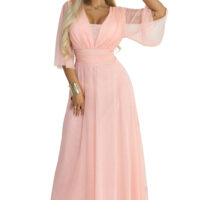 Numoco Basic Virsikukarva pikk sädelev pluss-suuruses kleit 654-4 18 Numoco Basic Virsikukarva pikk sädelev pluss-suuruses kleit 654-4