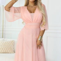 Numoco Basic Virsikukarva pikk sädelev pluss-suuruses kleit 654-4 13 Numoco Basic Virsikukarva pikk sädelev pluss-suuruses kleit 654-4