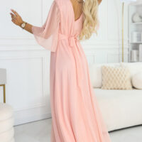 Numoco Basic Virsikukarva pikk sädelev pluss-suuruses kleit 654-4 12 Numoco Basic Virsikukarva pikk sädelev pluss-suuruses kleit 654-4