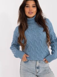 Turtleneck mustriga kõrge kaelusega kampsun 199443